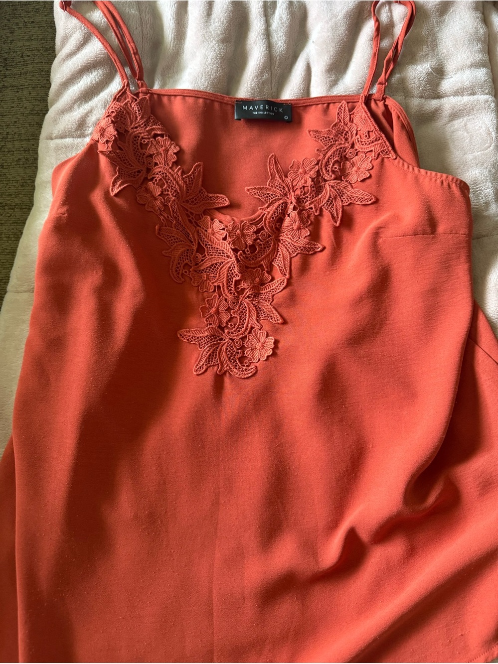 Coral Lace-Trim Cami Top